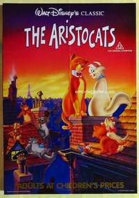 h722 ARISTOCATS Aust one-sheet movie poster R86 Walt Disney feline cartoon!