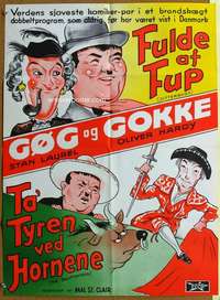 h050 JITTERBUGS/BULLFIGHTERS Danish movie poster '50s Laurel & Hardy