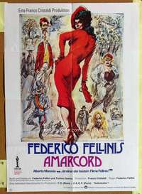 h569 AMARCORD German movie poster '74 Fellini classic comedy!