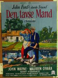 h054 QUIET MAN Danish movie poster '51 John Wayne, Wenzel artwork!