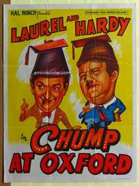 h038 CHUMP AT OXFORD Indian movie poster R60s Laurel & Hardy