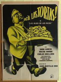 h317 ACA LAS TORTAS Mexican movie poster '51 art by Cabral!