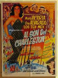 h319 AL SON DEL CHARLESTON Mexican movie poster '54 sexy art!