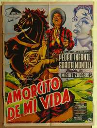 h323 AHI VIENE MARTIN CORONA Mexican poster '52 artwork of Pedro Infante in title role!