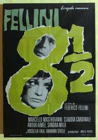 h414 8 1/2 Spanish movie poster '66 Federico Fellini, Mastroianni