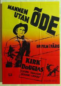 h012 MAN WITHOUT A STAR Swedish movie poster R60s Kirk Douglas