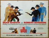 j018 5 CARD STUD half-sheet movie poster '68 Martin & Mitchum play poker!