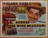 j023 ACROSS THE WIDE MISSOURI half-sheet movie poster '51 Clark Gable