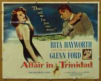 j009 AFFAIR IN TRINIDAD half-sheet movie poster '52 sexy Rita Hayworth!