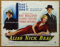 j028 ALIAS NICK BEAL half-sheet movie poster '49 Ray Milland, Totter