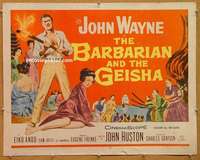 j043 BARBARIAN & THE GEISHA half-sheet movie poster '58 John Wayne, Ando