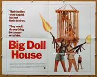 j053 BIG DOLL HOUSE half-sheet movie poster '71 Pam Grier, girls w/guns!