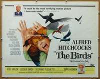 j551 BIRDS half-sheet movie poster '63 Alfred Hitchcock, Tippi Hedren