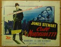 j073 CALL NORTHSIDE 777 half-sheet movie poster '48 Jimmy Stewart