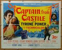 j077 CAPTAIN FROM CASTILE half-sheet movie poster '47 Tyrone Power