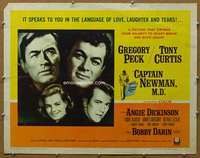 j078 CAPTAIN NEWMAN MD half-sheet movie poster '64 Greg Peck, Tony Curtis