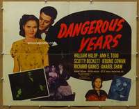 j002 DANGEROUS YEARS half-sheet movie poster '48 Marilyn Monroe, Halop