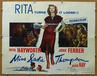 j012 MISS SADIE THOMPSON half-sheet movie poster '54 Rita Hayworth, Ferrer