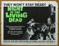 j313 NIGHT OF THE LIVING DEAD half-sheet movie poster '68 classic!