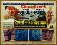 j004 RIVER OF NO RETURN half-sheet movie poster '54 Mitchum, Marilyn Monroe