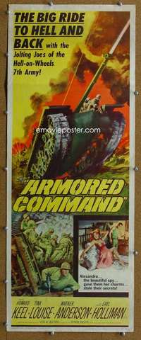 j580 ARMORED COMMAND insert movie poster '61 1st Burt Reynolds!