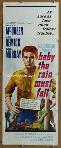 j582 BABY THE RAIN MUST FALL insert movie poster '65 Steve McQueen