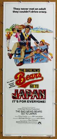 j584 BAD NEWS BEARS GO TO JAPAN insert movie poster '78 baseball!