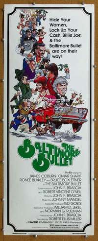 j585 BALTIMORE BULLET insert movie poster '80 Coburn, pool hustling!