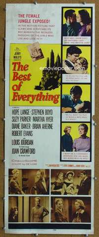 j590 BEST OF EVERYTHING insert movie poster '59 Hope Lange, Boyd