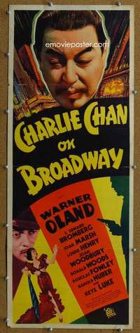 j626 CHARLIE CHAN ON BROADWAY insert movie poster '37 Warner Oland