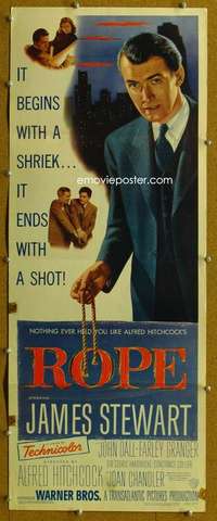 j528 ROPE insert movie poster '48 James Stewart, Alfred Hitchcock