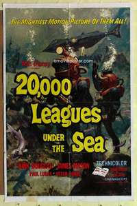 k987 20,000 LEAGUES UNDER THE SEA one-sheet movie poster R63 Jules Verne