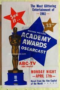 k984 33rd ACADEMY AWARDS OSCARCAST one-sheet movie poster '61 statuette!