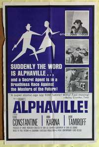 k969 ALPHAVILLE one-sheet movie poster '65 Jean-Luc Godard, Constantine