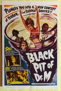 k926 BLACK PIT OF DR M one-sheet movie poster '59 wild Mexican horror!