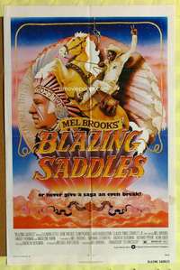 k925 BLAZING SADDLES one-sheet movie poster '74 classic Mel Brooks!