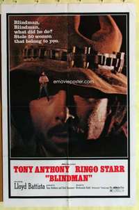 k924 BLINDMAN one-sheet movie poster '72 Tony Anthony, Ringo Starr!