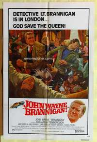 k914 BRANNIGAN one-sheet movie poster '75 John Wayne, Richard Attenborough