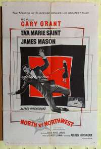 k538 NORTH BY NORTHWEST one-sheet movie poster '59 Cary Grant, Hitchcock
