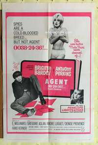 k975 AGENT 38-24-36 one-sheet movie poster '65 super sexy Brigitte Bardot!