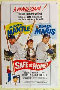 k377 SAFE AT HOME one-sheet movie poster '62 Mickey Mantle, Roger Maris