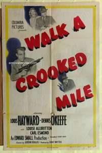 k079 WALK A CROOKED MILE one-sheet movie poster '48 Louis Hayward, FBI!