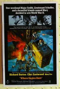 k052 WHERE EAGLES DARE one-sheet movie poster '68 Clint Eastwood, Burton