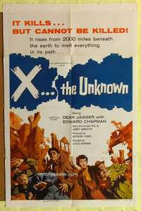k026 X THE UNKNOWN one-sheet movie poster '57 spooky Hammer sci-fi!