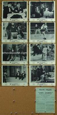 m050 CITY LIGHTS 8 English Front of House lobby cards R50 Chaplin boxing!