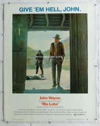 n004 RIO LOBO linen Thirty by Forty movie poster '71 Give 'em Hell, John Wayne!