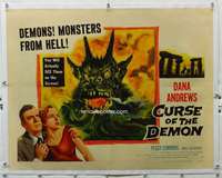 n019 NIGHT OF THE DEMON linen style A half-sheet movie poster '57 Tourneur