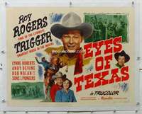 n024 EYES OF TEXAS linen style B half-sheet movie poster '48 Roy Rogers