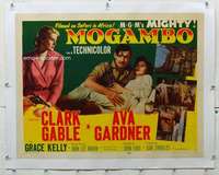 n034 MOGAMBO linen B half-sheet movie poster '53 Clark Gable, Grace Kelly