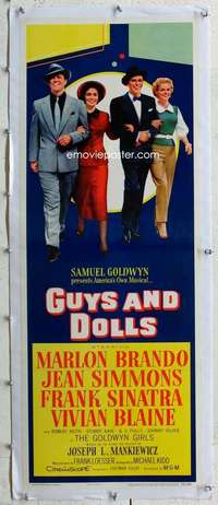 n059 GUYS & DOLLS linen insert movie poster '55 Brando, Sinatra